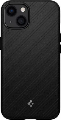 A black iPhone case with a textured pattern.