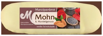 Produktbild Odenwälder Marzipan Brot Mohn Edelmarzipan mit weißer Schokolade 100g