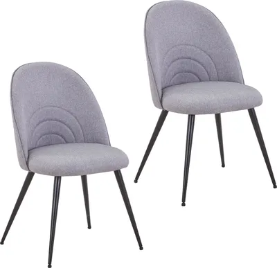 Image de SVITA ANITA Lot de 2 chaises de salle à manger Chaises rembourrées en tissu Pieds en métal Gris