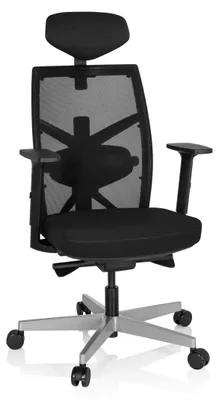 Bürodrehstuhl BELLAC Netzrückenlehne ergonomisch schwarz höhenverstellbar