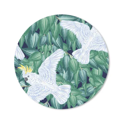 Produktbild von MuchoWow® Mauspad Mousepad Vogel - Blätter - Kakadu - Muster 40x40 cm - Mousepads - Maus Mat - Pad - Mausunterlage - Schreibtisch Accessoires