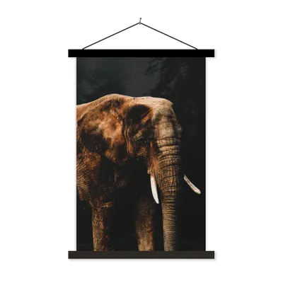 Produktbild von MuchoWow® Textilposter Elefant - Schwarz - Farbe 40x60 cm mit schwarzem Rahmen - Wanddekorationen