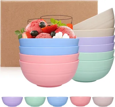 Zdjęcie produktu dla Zestaw plastikowych misek - stylowy i nietłukący - zestaw 5 - kolorowy