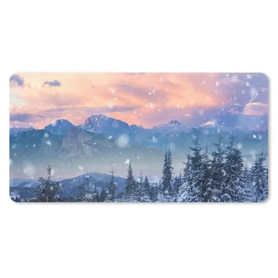 Produktbild von MuchoWow® Schreibtischunterlage Schnee - Himmel - Wald - Winter 80x40 cm - XXL Mauspad - Gaming Mauspad