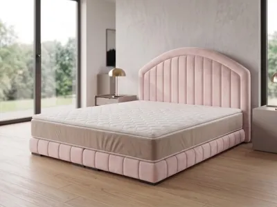 Produktbild von Polsterbett  LEON 2 mit Kopfteil, modernes gepolstertes Bett in 200 x 200 cm Farbe: Beige