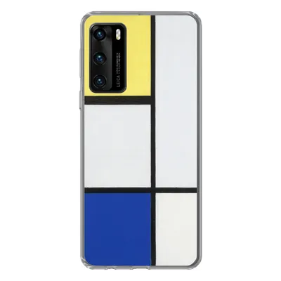 Produktbild von MuchoWow® Handyhülle Schutzhülle Hülle für Huawei P40 Komposition mit Gelb, Blau und Schwarz - Piet Mondrian Silikon Softcase Handy Hülle - Handytasche
