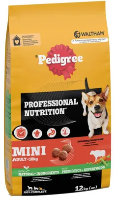 Produktbild von Pedigree Professional Nutrition Adult 12kg Trockenfutter für kleine Hunderassen mit Rindfleisch und Gemüse