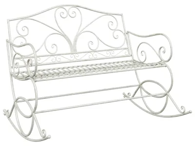 Image de Banc de jardin vidaXL en acier blanc antique