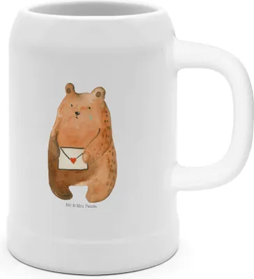 Produktbild von Mr. & Mrs. Panda Krug Bär Liebesbrief - Weiß - Geschenk, Teddy, Freundin, Humpen, Liebeskummer, Steinbierkrug, Sehnsucht, Steinkrug, Freund, Seidel, Bier