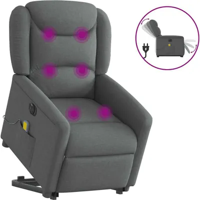 Obrázek produktu pro Elektrické zvedací masážní polohovací křeslo tmavě šedé textil