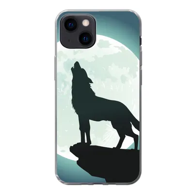 Produktbild von MuchoWow® Handyhülle Schutzhülle Hülle für iPhone 13 mini Wolf - Mond - Stein Silikon Softcase Handy Hülle - Softcase