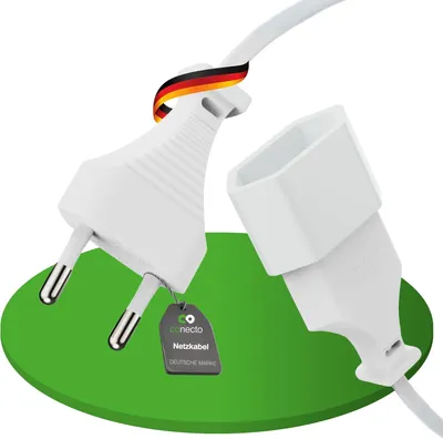 Produktbild von Conecto Verlängerungskabel mit Euro-Stecker, gerade Ausführung - Euro-Stromkabel, gerade - Haushaltsgeräte, 5,00 m, weiß
