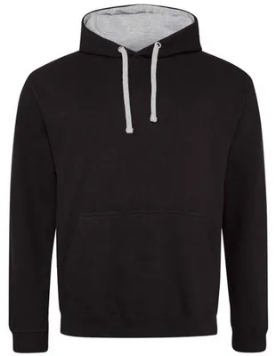 Produktbild von Awdis - "Varsity" Kapuzenpullover für Herren/Damen Uni LT2871 (XS) (Pechschwarz/Grau meliert)