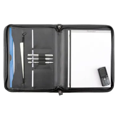 Immagine prodotto di Alassio® 30013 Cartella con cerniera MILANO - A4, vera pelle, nero