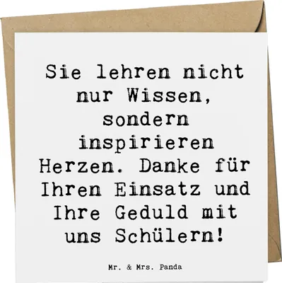 Produktbild von Mr. & Mrs. Panda Grußkarte Spruch Danke Lehrer - Weiß - Geschenk, doppelkarte, Anerkennung, Dankeschön, Aufmerksamkeit, anlasskarte, sagen, Klappkarte, Dank an, faltkarte