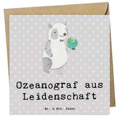 Produktbild von Mr. & Mrs. Panda Deluxe Karte Ozeanograf Leidenschaft - Grau Pastell - Geschenk, Meeresbiologe, doppelkarte, Spruch, Lustig, Klappkarte, anlasskarte, Studium, faltkarte