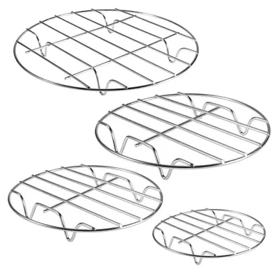 Produktbild von 4er-Pack 7, 8, 9, 10 Zoll Kühlgitter Dampfgarergitter Dampfgar-Backgitter-Set Rundes Edelstahlgitter zum Backen, Einmachen, Kochen, Dämpfen, Anheben von Lebensmitteln in Töpfen Passend für Heißluftfritteuse Schnellkochtopf