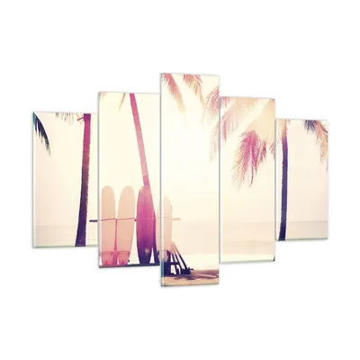 Produktbild von Bilder auf glas - 5 Teile - Fackel Strand Surfen - 150x100cm - Glasbilder - Wandbilder - Bilder - zum Aufhängen bereit - Wanddekoration aus Glas - Glas Bilder - Wandbild auf Glas - GEA150x100-4593