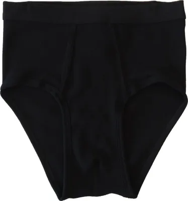 Herren Slip mit Eingriff Doppelripp schwarz vorne