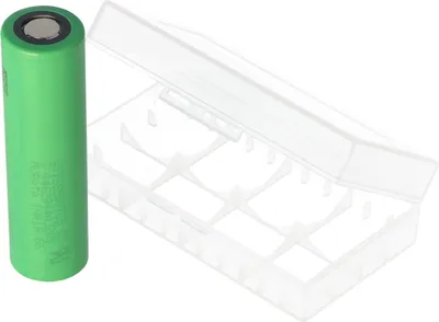Zdjęcie produktu dla Sony Konion US18650VTC5 - 2600mAh, 3.6V - 3.7V, 65x18.2mm, min. 2500mAh typ. 2600mAh maks. 30A wyjście prądowe (płaska góra) wraz z pojemnikiem ochronnym baterii