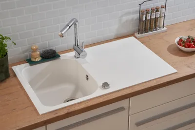 Produktbild von Küchenspüle Einbauspüle Spülbecken Granitspüle 86 x 50 Weiß Respekta Orlando