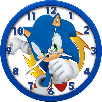A wall clock featuring Sonic the Hedgehog.