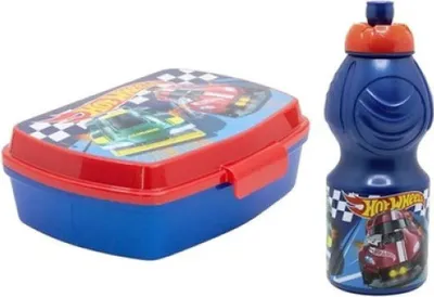 Produktbild von Hot Wheels Racing 2 tlg Lunch Set Brotdose Trinkflasche 410 ml