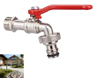 Produktbild von 2 Stück Garten Wasserhahn 1/2 Zoll Messing Kugelhahn Außenwasserhahn mit Dichtband für Garten Waschmaschine