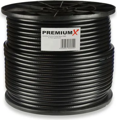 Produktbild von PremiumX 100m BASIC Koaxialkabel schwarz 135dB 4-fach CCS SAT Kabel