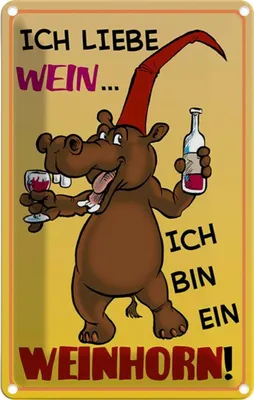 Produktbild von vianmo Blechschild 30x20 cm Alkohol liebe Wein bin ein Weinhorn Spruch Zitat