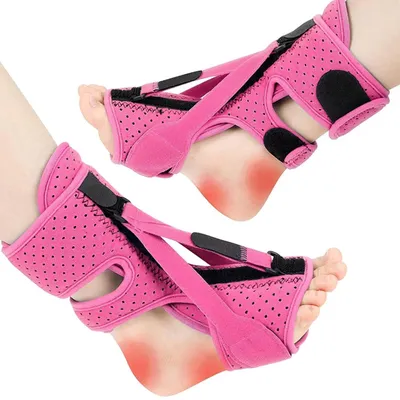 Produktbild von Plantarfasziitis Nachtschiene, Verstellbare Fußstütze, 3 Riemen, Für Fußkorrektur, Rosa