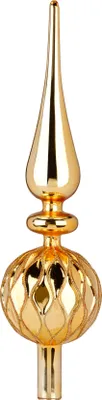Produktbild von Christbaumspitze Glas mit Muster 31cm Inkagold