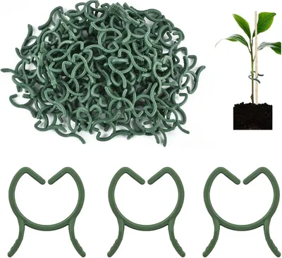 Productafbeelding van Groene plantclips, herbruikbaar, 100 stuks, 2,5 x 2,2 cm, geschikt voor tomatenplanten en klimplanten