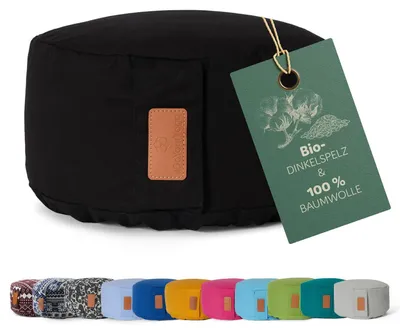 Produktbild von #DoYourYoga rundes Yogabolster - waschbarer Bezug, -Dinkelspelz (KBA) Füllung, 30 x 15 cm, Yoga Kissen für Yin Yoga & Meditation - schwarz