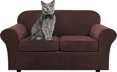 Produktbild von Samt Sofa Schonbezug Soft Stretch Couch Bezug High Elasthan Möbel Protector, 2-Sitzer / 147-183 cm,Braun