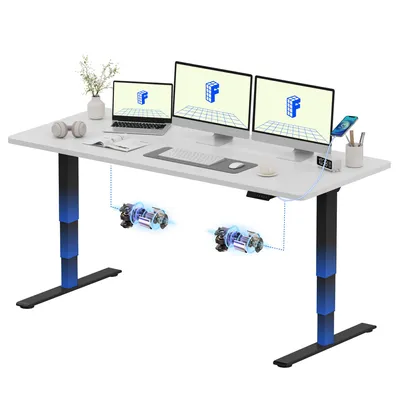 Zdjęcie produktu dla Biurko z regulacją wysokości FLEXISPOT E5 Plus, 180 x 80 cm, podwójny silnik, jednoczęściowy blat o grubości 25 mm, złącze USB, nośność 120 kg, kolor biały