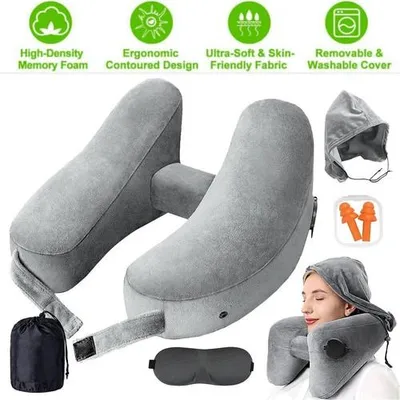 Image de Coussin cervical AIR Gonflable,Coussin cervical pour avion,Coussin cervical adulte