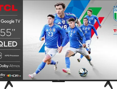 A marketing image for a TCL television featuring Italian soccer players.