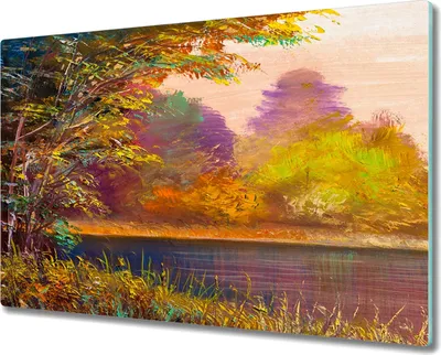 Produktbild von Coloray Kochplattenabdeckung Herdabdeckplatte 80x52 cm Hackbrett Schneidebrett Küchenbrett - Malerei Wasser Baum