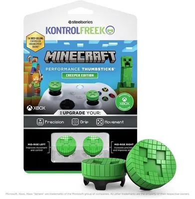 Image de Thumbsticks Performance Minecraft Creeper Edition, KontrolFreek, SteelSeries, Xbox Series & Xbox One, Vert, Pack de 2