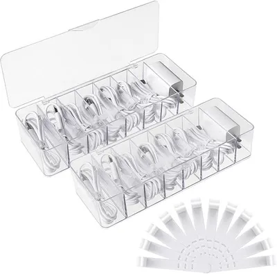 Produktbild von PolkaHome® 2er Set Kabelbox Transparent – Kabelaufbewahrung mit 8 Fächern, Staubschutz, Kabelbinder, 26x9x5,5 cm