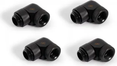 Produktbild von Alphacool 17618, Anpassung, Messing, Schwarz, 1/4", 90°, 32,5 mm