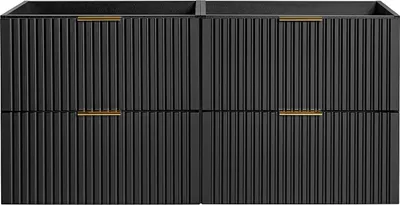 Produktbild von Waschtischunterschrank geriffelt - Schwarz - 120 cm breit - ZEVARA
