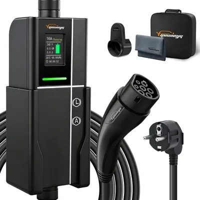Produktbild von Ladekabel für Elektroautos, Typ 2 Stecker - 3,5 kW Leistung - 6 Meter Kabellänge - Tragbar