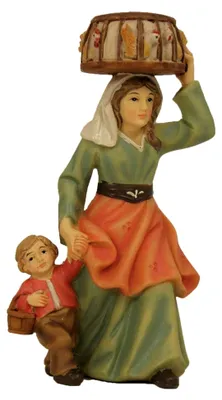 Produktbild von Krippenfigur Magd mit Kind und Hühnern für 11 cm Figuren