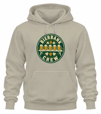 Immagine prodotto di Maglietta da uomo a tema , stile "trachten", con logo "Bierbank Crew", pantaloni in pelle, felpa con cappuccio, taglia XL, colori naturali