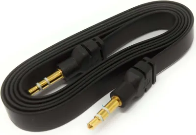 Produktbild von SYSTEM-S Audio Kabel 100 cm Stereo AUX Klinke 3,5 mm Stecker zu Stecker flach in Schwarz