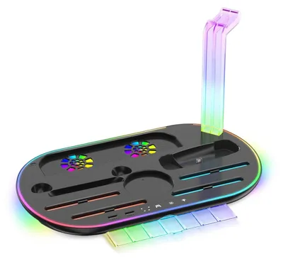 Produktbild von Für Nintendo Switch 2 RGB-Licht-Ladestation Kühlfunktion und Aufbewahrungsbasis