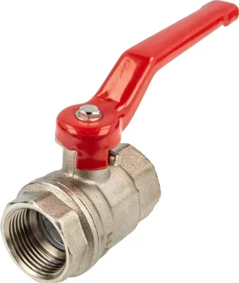 Produktbild von tecuro Kugelhahn, beidseitig Innengewinde Rp 1 Zoll (DN 25) Stahlhebel lang, Messing vernickelt