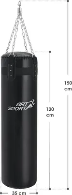 Produktbild von ArtSport Boxsack Set 30 kg gefüllt, Box Set mit 4-Punkt-Stahlkette & Karabinerhaken für Erwachsene, Boxsack 120 cm für Boxen und Kickboxen